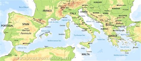 Europe Physical Map Islands