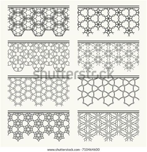 Black White Geometric Line Borders Seamless Stock Vector (Royalty Free ...