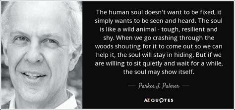 Parker J. Palmer quote: The human soul doesn't want to be fixed, it ...