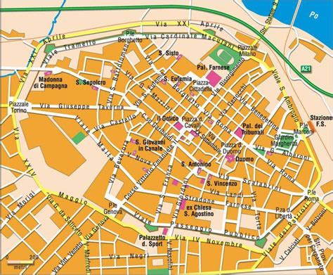 Mapa Piacenza - Plano de Piacenza