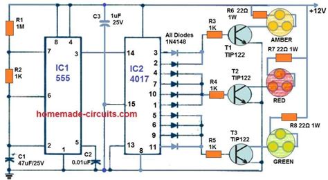 Traffic Light Controller Circuit [Signal Red, Green, Amber] – Homemade ...