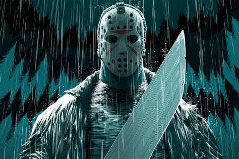 horror, frontal view, artwork, comic art, Jason Voorhees, Friday the ...