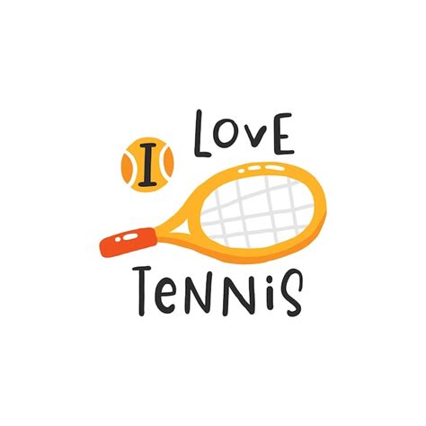 Premium Vector | I love tennis. tennis quotes cute emblem hand drawn ...