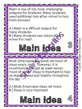 Main Idea Task Cards {2nd-3rd Grade} by Shaw's Favorites | TpT