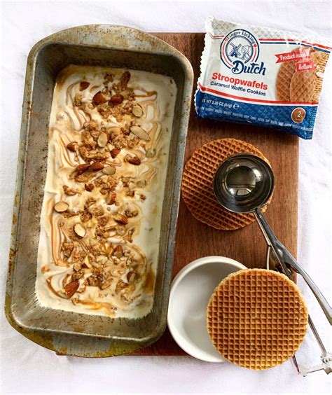 No-Churn Roasted Almond & Stroopwafel Ice Cream – Sara Mellas