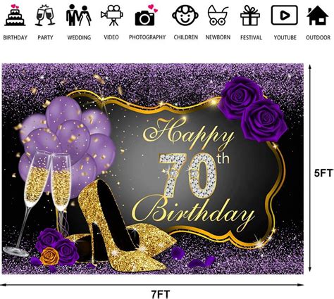 Happy 70th Birthday Backdrop Pink Photo Background Banner 70 | Etsy