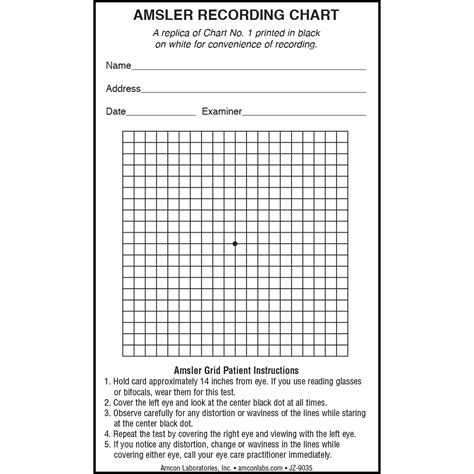 Amsler Recording Chart For Eyes - Printable Worksheets