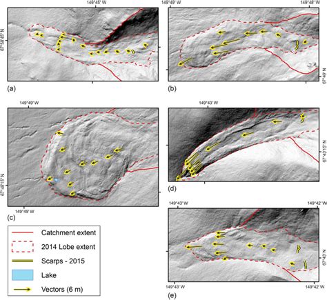 Vector maps of (a) FDL-11, (b) FDL-B, (c) FDL-C, (d) FDL-5, and (e ...