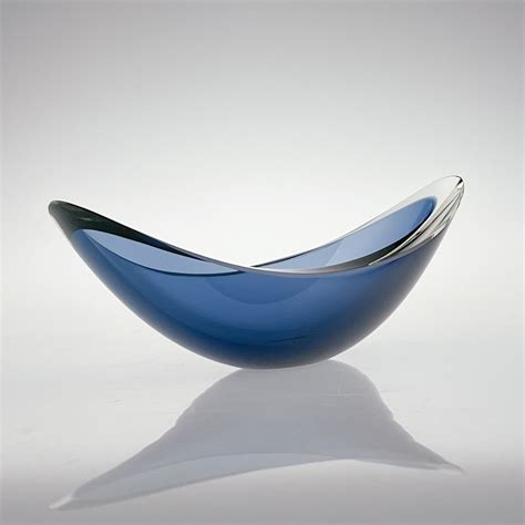 A blue and clear glass art-object "Lansetti" (Lancet), model KF218 ...