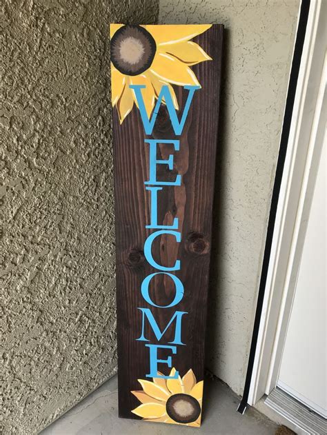 Hand painted leaning welcome sign | Wooden welcome signs, Wooden signs ...