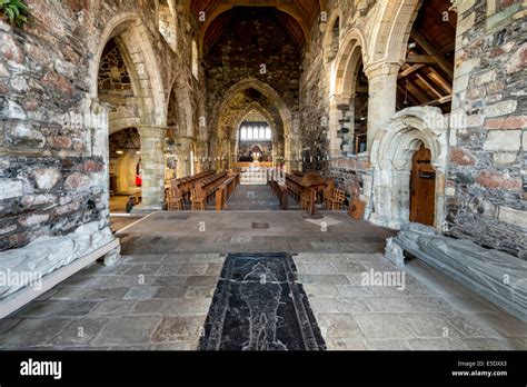 The interior of Iona Abbey, an historic abbey located on the Isle of ...