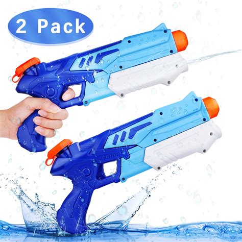 Super Water Gun for Kids, 2 Pack Water Soaker Blaster Squirt-Gun Long ...