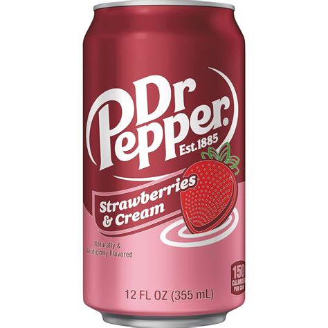 Dr Pepper Strawberries and Cream Soda, 12 fl oz cans, 12 Pack ...