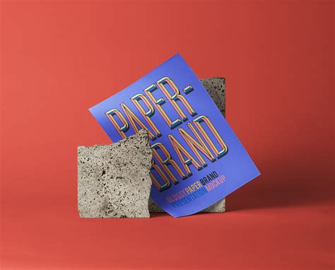 PSD Glossy Paper Brand Free Mockup | Mockup World HQ