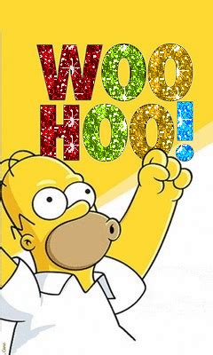 Hands Up Homer Woohoo Glitter Text GIF | GIFDB.com