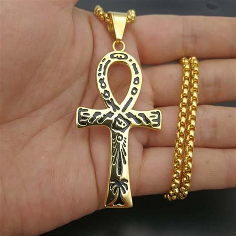 Mystical Egyptian Ankh Cross Pendant Necklace For Men Gold Color ...