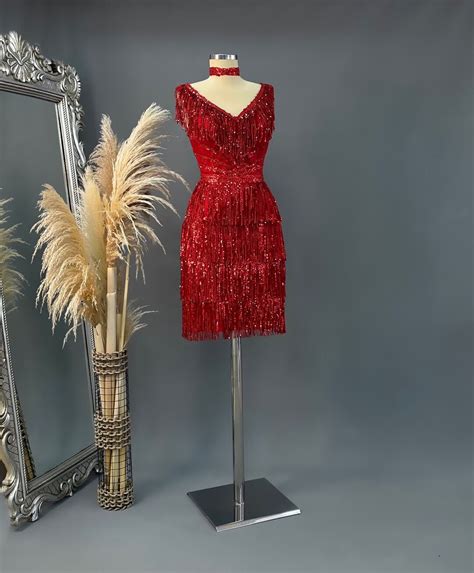 Red Sparkling Evening Dress Models Red Color Evening Dress Night Dress ...