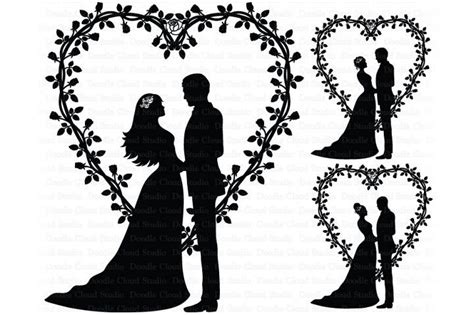 Wedding Heart, Bride and Groom SVG, Wedding Clipart. (312672) | SVGs ...