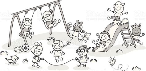 Children Playing ClipArt Black And White