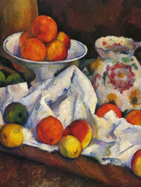 Still life, fruits, jug, fruit dish (detail), Paul Cezanne | Cezanne ...