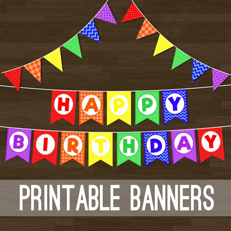 Rainbow Happy Birthday Banner Printable - Printable Word Searches