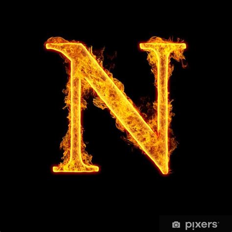 Sticker Fire alphabet letter N - PIXERS.UK