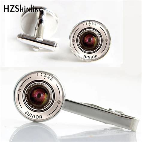 CT 002 New Trendy DSLR Lens Tie Clips & Cufflinks Set Camera Lens Glass ...