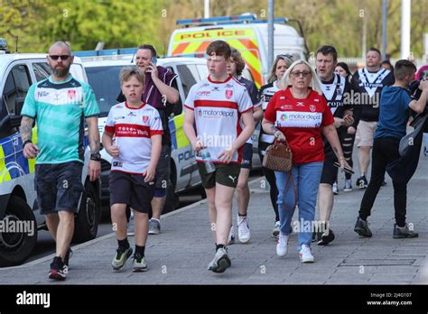 Hull KR fans and Hull FC walk side by side towards Sewell Group Craven ...