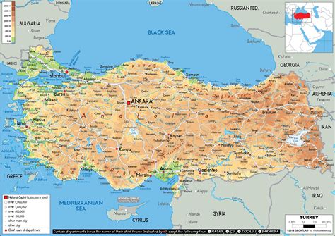 Large Detailed Physical Map Of Turkey Turkey Tourist Tourist Map ...