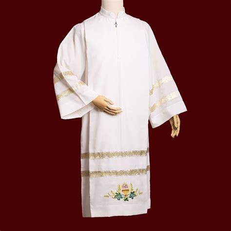 Religion Robe White Alb Catholic Church IHS Chalice Embroidery ALTAR ...