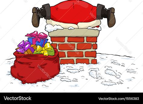 Santa stuck in chimney Royalty Free Vector Image