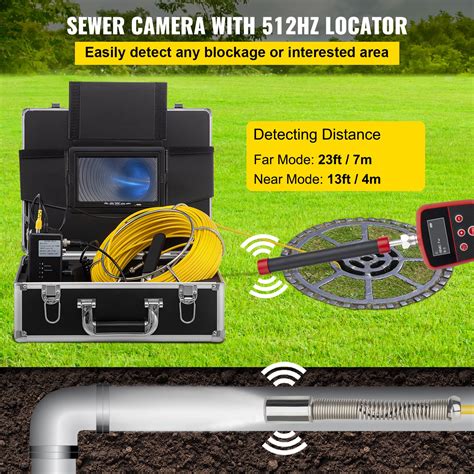 VEVOR 512HZ Pipe Locator Pipe Sewer Inspection 7" Sewer Camera with ...