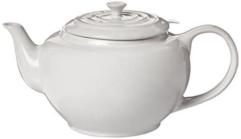 Le Creuset Large Teapot with Stainless Steel Infuser – 1 qt. White Tea ...