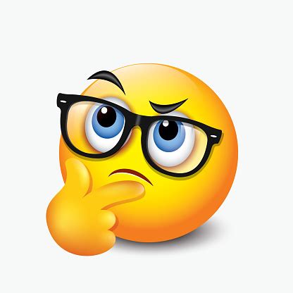 Thinking Emoticon Question Face Emoji With Eyeglasses Vector ...