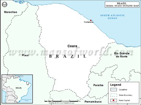 Ceara Map, State of Ceara Brazil