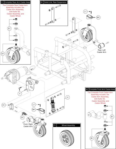 Right Caster Arm/ Suspension for Jazzy 614 HD |1800wheelchair.com