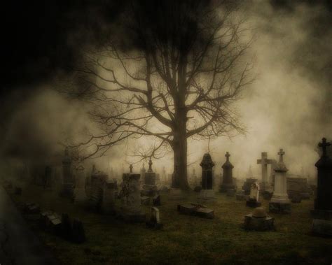 Dark Foggy Graveyard Photograph by Gothicrow Images