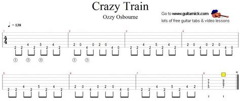 Crazy Train - Ozzy Osbourne - guitar tab #guitarlessons | Guitar tabs ...