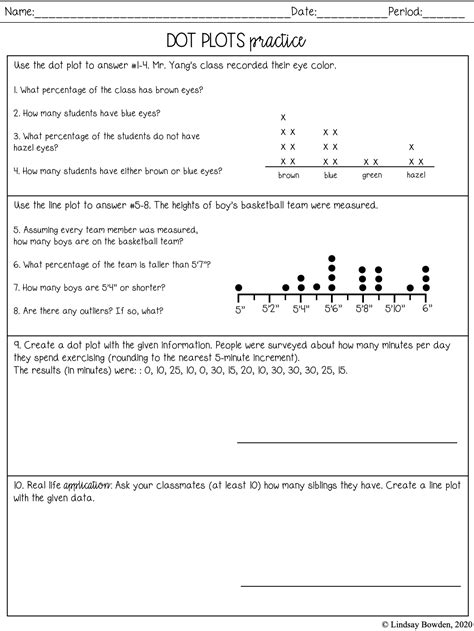 Dot Plot 3rd Grade Worksheets