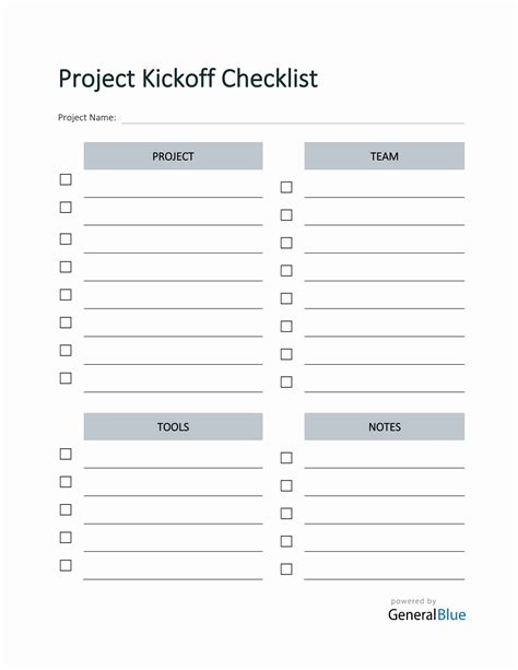 Project Kickoff Checklist in Word