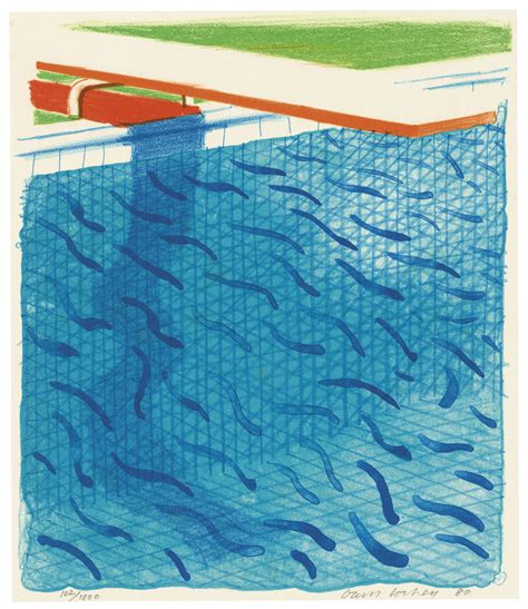 DAVID HOCKNEY (B. 1937) , Pool made with Paper and blue Ink for Book ...