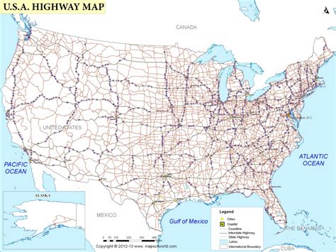 Printable Map Of The United States With Major Cities And Highways ...