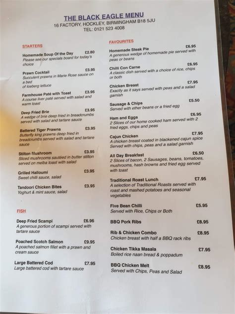 Menu at Soho Tavern pub & bar, Birmingham