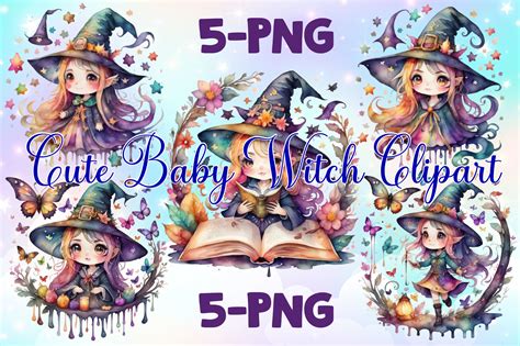 Cute Baby Witch Clipart Bundle Graphic by LR ART · Creative Fabrica