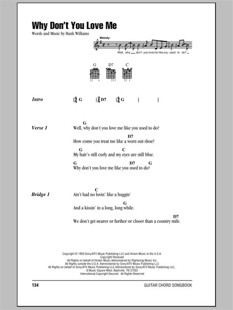 Why Don't You Love Me by Hank Williams - Guitar Chords/Lyrics - Guitar ...