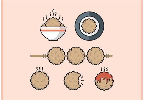 Meatball Minimal Flat Design Vector Free - Download Free Vector Art ...