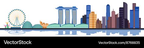 Color singapore city skyline Royalty Free Vector Image