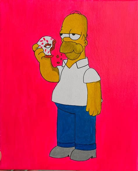 Acrylic painting cartoon Homer Simpson Painting with acrylic | Etsy