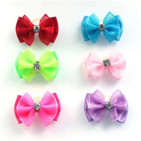 Aliexpress.com : Buy 100pcs Handmade Pet Dog Hair Bows Rhinestone ...