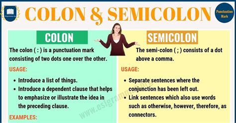 Colon vs. Semicolon: When to Use a Semicolon, a Colon - ESL Grammar